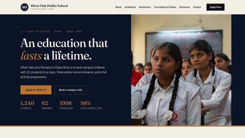 A live school site built on the platform
